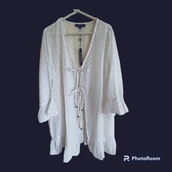 NWOT Club Z Collection White Swimsuit Cover-up XL - Picture 1 of 4